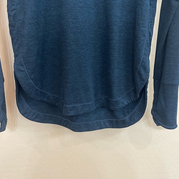 Athleta Heathered Blue Crew Neck Long Sleeve Top - Picture 4 of 6